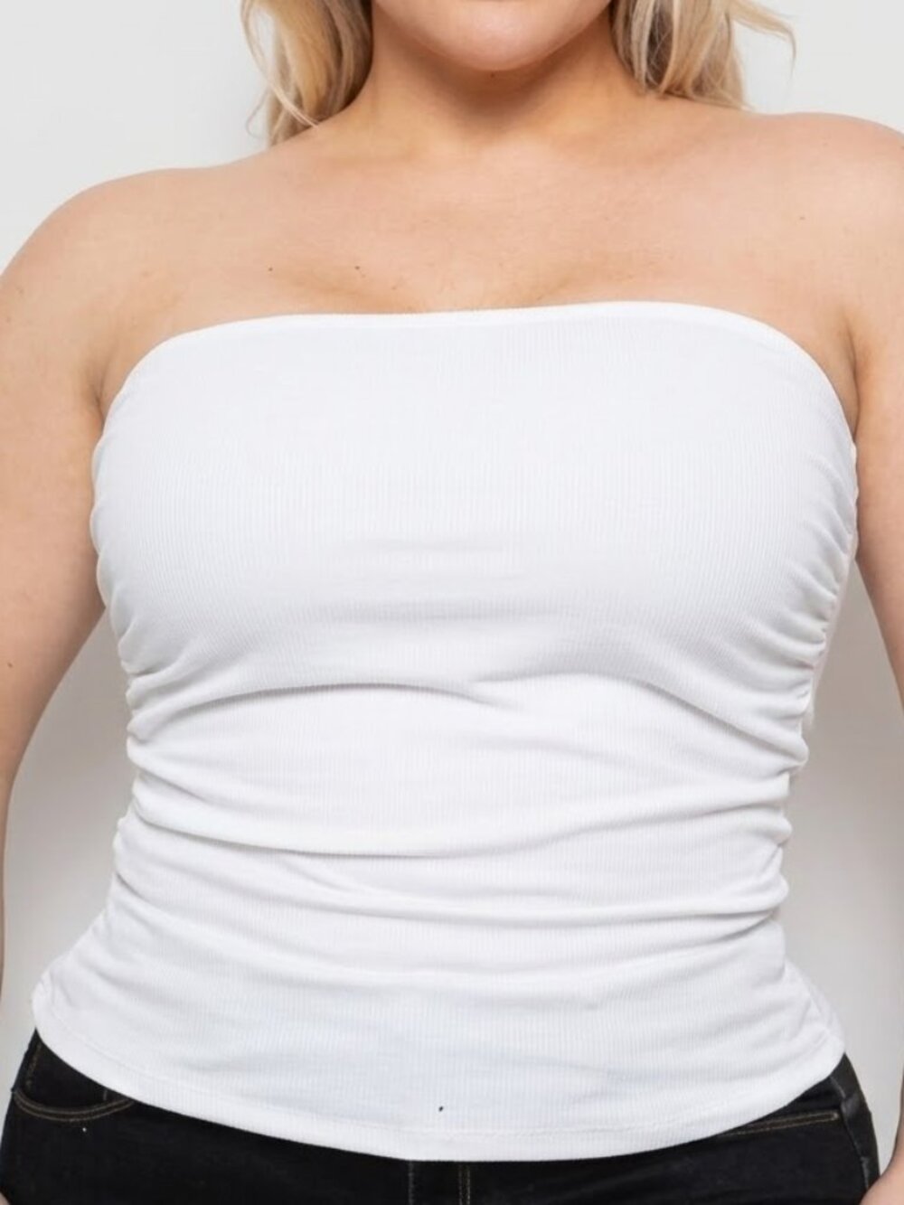 305 | Tube Top Side Rouched Plus - White